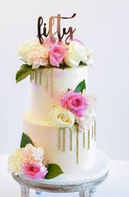 Rose gold flowers for cake. Gold Drip Cake With Fresh Flowers 50th Birthday Cake Rose Gold Cake Topper Cake Decorating Fresh Flower Cake Cake Decorating Designs