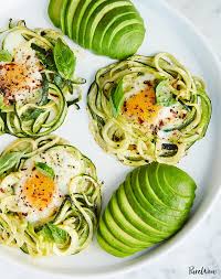 Ketogenic Baked Eggs And Zoodles With Avocado Purewow