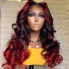 Ombre Red 99j Burgundy Color 13x4 Lace Front Human Hair Wigs 150 Density 180 Density Full Lace Wig In 2021 Wig Hairstyles Human Hair Wigs Front Lace Wigs Human Hair