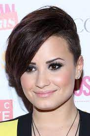 Demi Lovato Straight Dark Brown Asymmetrical Sidecut Undercut Hairstyle Demi Lovato Hair Undercut Hairstyles Short Hair Styles