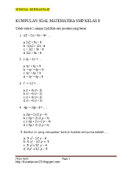 Soal ini terdiri dari 35 pg dan 5 uraian. Kumpulan Soal Matematika Smp Kelas 8