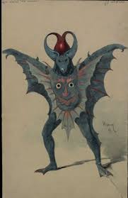 The Cabinet of the Solar Plexus: Charles William Pitcher (1858-1925) ~  Costume design for A Trip to the Moon, watercolour, 1898.