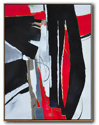 The black and white painting thanks t. Hand Painted Large Vertical Red Contemporary Painting Large Abstract Wall Art Black White Red Grey Pale Blue Big Canvas Art