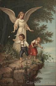 Angel With Arms Extended Standing With Children On Cliff Angel Painting Angel Pictures Angel Art