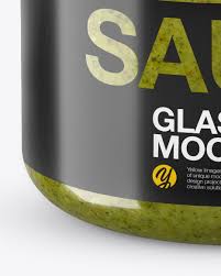 Download Glass Pesto Sauce Jar In Shrink Sleeve Mockup In Jar Mockups On Yellow Images Object Mockups PSD Mockup Templates
