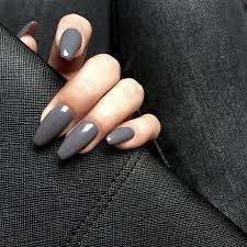 Coffin Shaped Black And Grey Acrylic Nails 