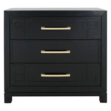 Raina 3 Drawer Chest Blackgold - Safavieh 3 Drawer Chest Modern Nightstand Drawers