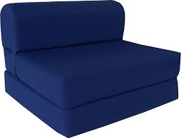 The removable cushions are padded with foam and supported by web suspension. D D Futon Furniture Navy Sleeper Chair Folding Foam Bed 6 X 32 X 70 Studio Guest Foldable Chair Beds Foam Sofa Couch High Density Foam 1 8 Pounds