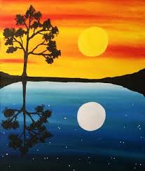 More images for moon reflection on water painting easy » Day Into Night Reflection Painting Art Projects Canvas Art Painting Easy Canvas Art