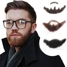 Männer Echthaar Fake Face Bart Schnurrbart Männer Realistische  Wiederverwendbare Make-Up Spitze Falscher Bart Braun