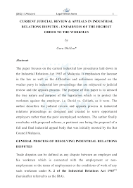 It is really the lawyer's term for legal experience. Pdf Current Judicial Review Appeals In Industrial Relations Disputes Unfairness Of The Highest Order To The Workman