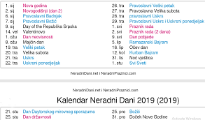 Crkveni kalendar je pravoslavni crkveni kalendar za prostu 2018, 2017, 2015. Neradni Dani Bih Neradni Dani Kalendar Praznici