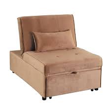 Pouf Poltrona Letto Cookie In Velluto Cammello Brigros