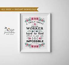 Great Social Worker Gift Truly Hard Find Printable Decor Etsy Social Worker Gifts Great Teacher Gifts Thank You Teacher Gifts