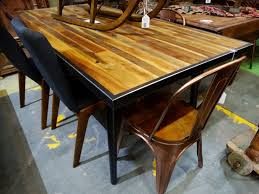 Antique child's porcelain enamel alphabet table with mother goose graphics. Rustic Industrial Dining Table This Rectangular Dining Table Has A Natural Wood Top With Hairpin Metal Legs Perfect In Your Dining Room Or In Any Space Where You Need A Table Top