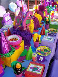 I made diy's for decorations. Barney Table Layout Barney Birthday Barney Party Barney Birthday Party