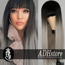 Grey ombre wig with bangs top