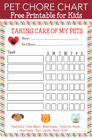 Having a dog or puppy in your household is a responsibly that the whole family can share in. Free Printable Pet Responsibility Chart For Kids Sunny Day Family
