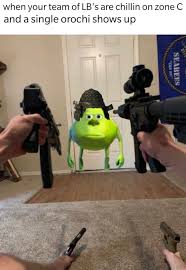 Lift your spirits with funny jokes, trending memes, entertaining gifs, inspiring stories, viral videos, and so much more. Mike Wazowski Being Aimed At By A Man With Four Guns Memetemplatesofficial