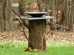 Diy Birdbath From An Old Tree Stump Bird Bath Garden Diy Bird Bath Diy Birdbath