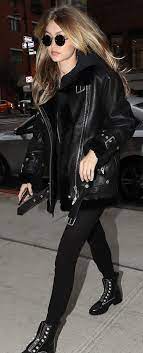 Pinterest Deborahpraha Gigi Hadid All Black Everything Outfit Leather Jacket Hadid Style Dametoj Bikerjakke Mode Stil