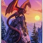 Amazon.com: Sunset Mountain Landscape Fantasy Dragon Poster ...