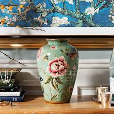 奇居良品欧式客厅装饰工艺品花插花器摆件彩绘陶瓷彩蝶春蕾花瓶 tmall com天猫 decor home decor home