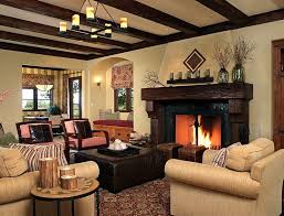 Fireplace Is At The Heart Of This Gorgeous Rustic Living Room Design Gary J Ahern X Spanish Living Room Design Living Room Decor Rustic Spanish Living Room