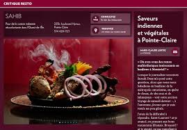 Saveurs Indiennes Et Vegetales A Pointe Claire Gastronomie Restaurant Montreal Saveur