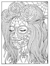 5 Pages Day Of The Dead Girls Digital Coloring Book Coloring Pages Digi Stamp Adult Coloring Halloween Day Of The Dead Girl Coloring Pages Mandala Coloring Pages