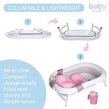 Ships free orders over $39. Buy Baby Brielle 3 In 1 Portable Collapsible Infant To Toddler Space Saver Foldable Bath Tub Anti Slip Skid Proof With Cushion Insert Water Rinser For Bathing Newborns Pink Online At
