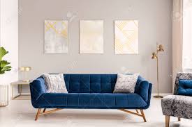 25 stunning living rooms with blue velvet sofas there's something about a blue velvet sofa that makes any living room seem simply luxurious. Elegant Living Room Interior With A Comfortable Big Blue Velvet Stock Photo Picture And Royalty Free Image Image 108021976