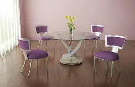 Round Glass Table With Purple Dining Room Chair Home Interiors Glass Dining Room Table Round Glass Dining Room Table Dining Room Table