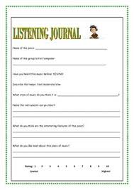 Music Listening Journal Activities Music Curriculum Elementary Music Education Music Listening Worksheet