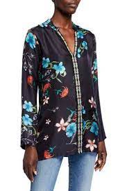 Tzqpv Johnny Was Plus Size Becca Floral Print V Neck Long Sleeve Silk Top Johnny Was Clothing Johnny Was Top Design Fashion