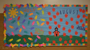 Summer is a time of year spent entertaining en plein air: 12 Months Of Bulletin Board Ideas The Happy Scraps