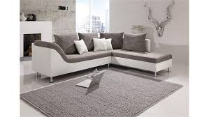 Ecksofa Philip Mit Ottomane Rechts Weiß Und Stoff Grau