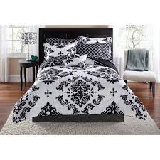 Black And White Bed In A Bag Walmart Mainstays Classic Noir 8 Piece Bed In A Bag Bedding Comforter Set With Bonus Sheet Set And Throw Pillow Full Black Walmart Com In 2020 Damask Bedding Bed Comforters Bed In A Bag