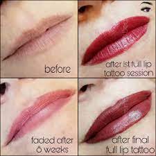 This Gives A Good Idea Of How Much Lip Tattoo Fades This Is Why We Do Touch Up Sessions For Eve Lip Tattoos Russian Volume Eyelash Extensions Permanent Makeup