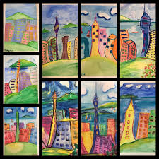 Dancing City By Karen Symons Kids Art Students Watercolour And Soft Pastels Student Art Art For Kids Art