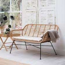 Banquette En Bambou Naturel Tresse Et Pied En Acier Noir En 2020 Banquette Bambou Et Acier Noir