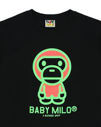 Big ape head tee mens. A Bathing Ape Cotton Neon Baby Milo T Shirt In Black Orange Black For Men Lyst