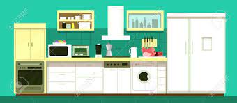 Download cartoon kitchen stock photos. Cartoon Kitchen Room With Cabinets And Kitchen Equipment Vector Design Royalty Free Cliparts Vectors And Stock Illustration Image 97116028