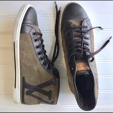 Louis Vuitton Suede Leather High Top Sneakers