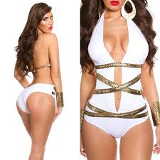 Tbdress fournitures de magasin en ligne beaucoup de mode monokini au prix le moins cher. Monokini Femme Fashion Et Sexy Barcelona Couleur Blanc Serpend Or
