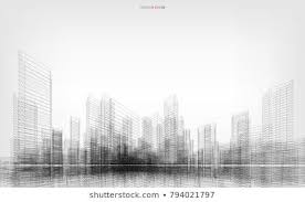 Black And White Abstract Building Background Perspective 3d Render Of Building Wireframe Vector Wireframe City Background Of Building Architecture Background Building Images Diagram Architecture