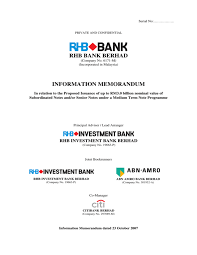Check spelling or type a new query. Rhb Bank Berhad Information Memorandum