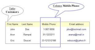 This Diagram Illustrates What A Column Is In A Database Table Sql Tutorial Sql Commands Phone Table