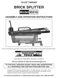 Check spelling or type a new query. Harbor Freight Tools 95916 Assembly And Operation Instructions Manual Pdf Download Manualslib