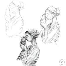 How To Draw A Woman With A Bird Tutorial Sketch Animal Drawing Portrait Art Reference Poses Drawings Portrait Drawing